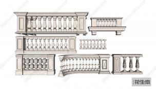欧式大理石护栏栏杆3d模型「免费下载」