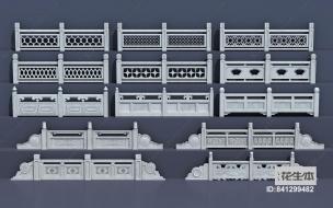 现代汉白玉栏杆护栏围栏3d模型「免费下载」