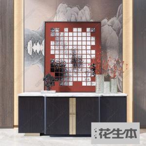 新中式边柜饰品摆件装饰画组合3d模型「免费下载」
