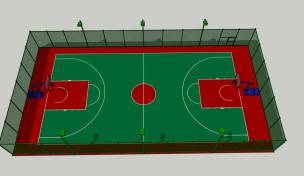 现代小区篮球场su模型「免费下载」
