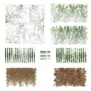 现代藤蔓植物户外墙壁绿植墙3d模型下载