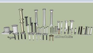 欧式罗马柱组合su模型「免费下载」